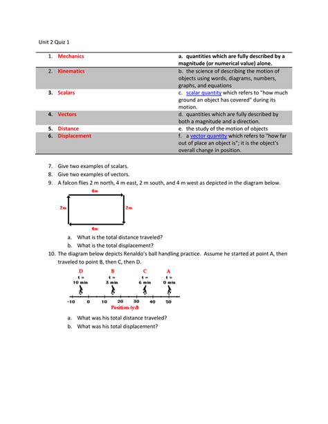 distance and displacement worksheet class 9